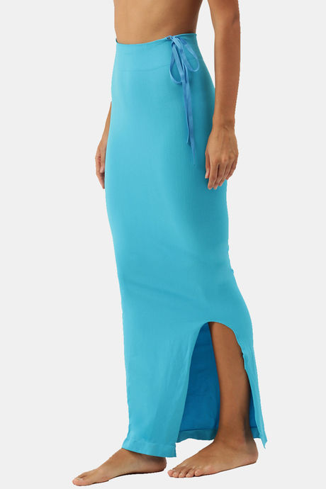 Red Rose Cotton Infused Medium Control Flared Saree Shapewear - Aqua Blue — image 3